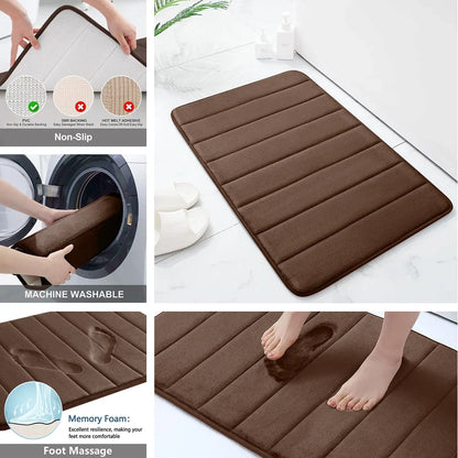 Super Absorbent Bath Mat Memory Foam Carpet Non-slip