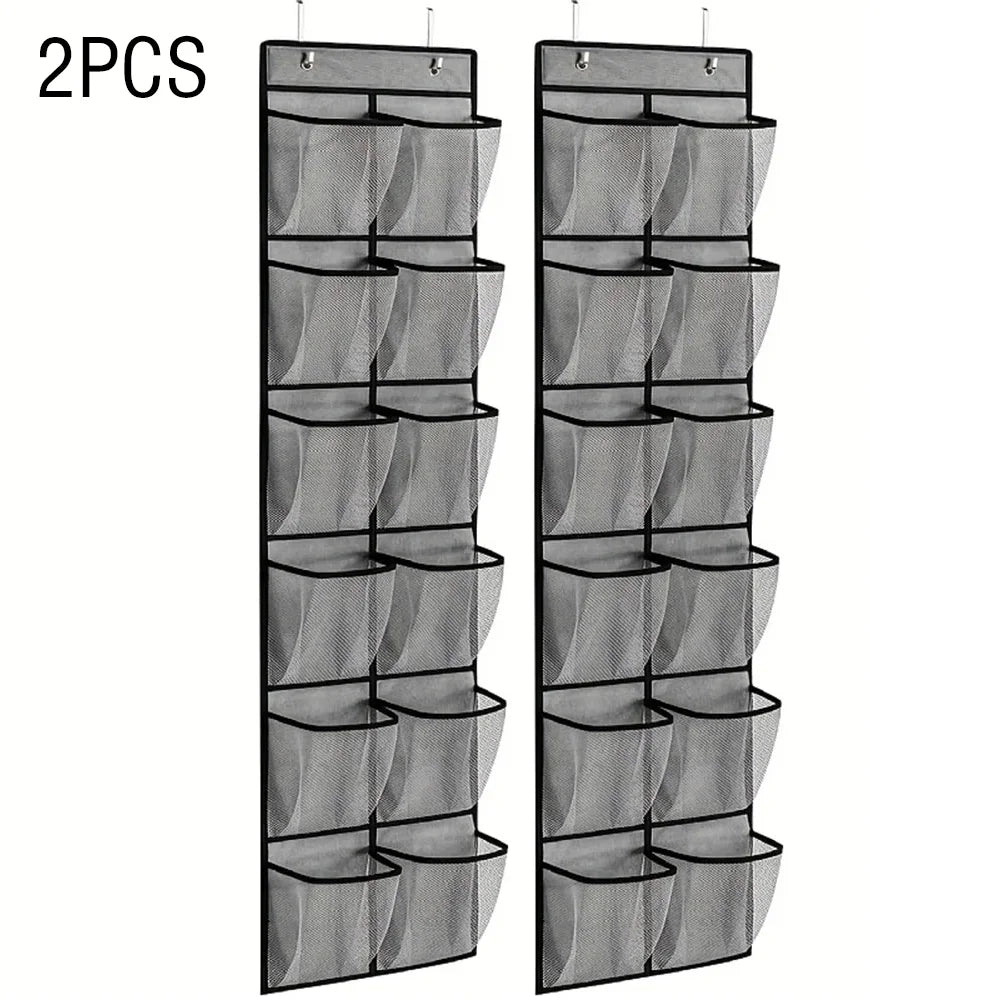 12 Pockets Over the Door Shoe Organizer