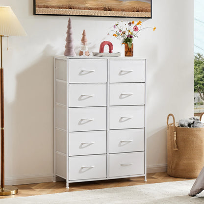 Bedside Table  With 10 Fabric Drawers Nightstand