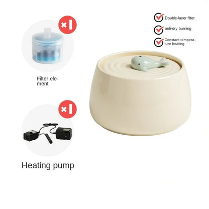 Ceramic Automatic Circulating Filtered Water Dispenser for Cats