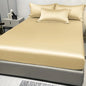 1 Simple Modern Satin Solid Color Fitted Sheet Ice Silk Bedspread