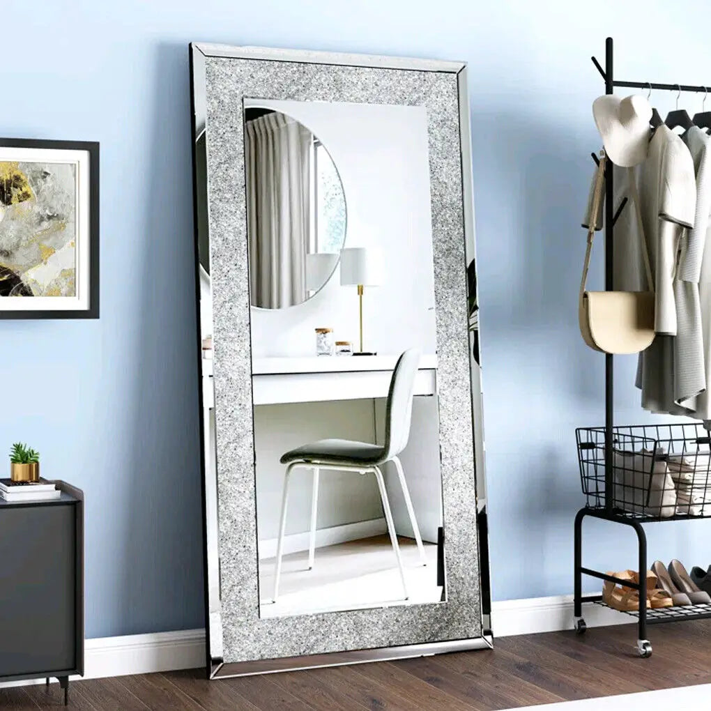 Large Silver Sparkly Crystal Rhinestone Mirrors