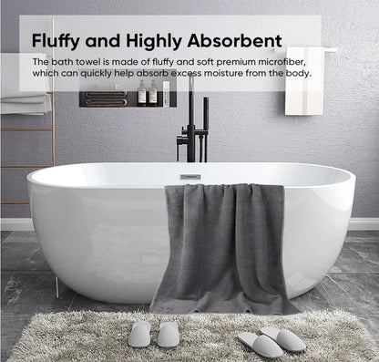 Bath Towel Set Pack of 2, (27 x 54 Inches) Microfiber Ultra Soft Highly Absorbent