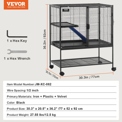 64.6" Rolling Metal Ferret Cage 4-Tier