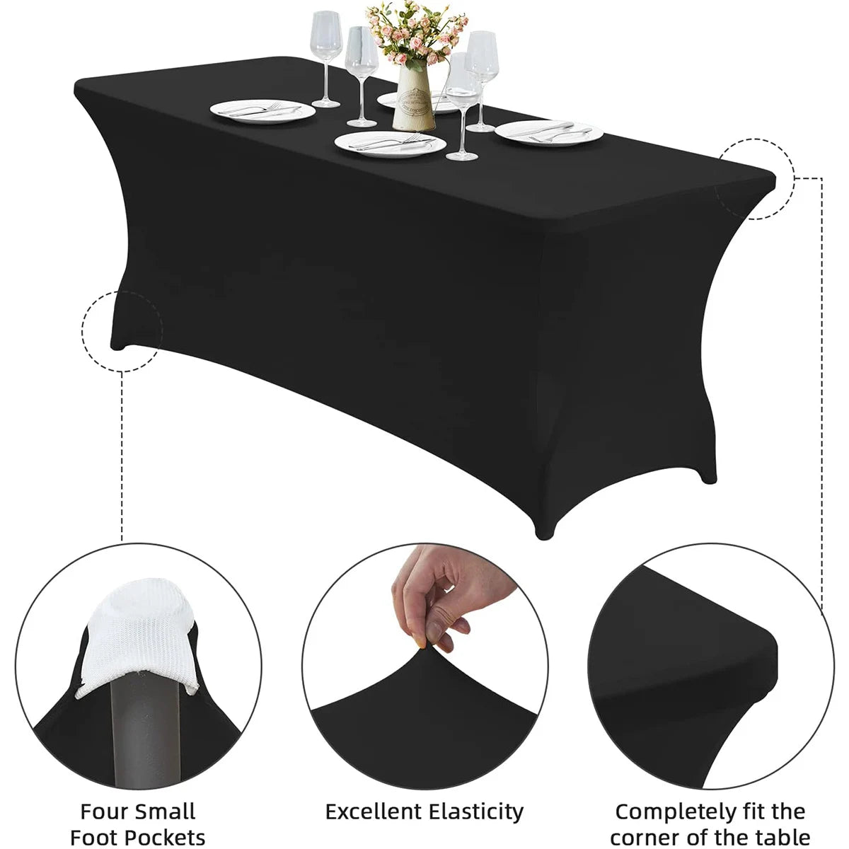Spandex Tablecloth Washable and Wrinkle Resistant Stretch