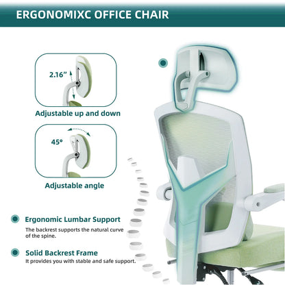 Ergonomic Reclining High Back Mesh Chair Lumbar Support Pillow