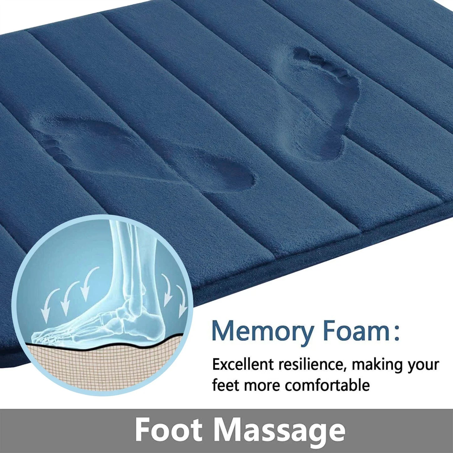 Super Absorbent Bath Mat Memory Foam Carpet Non-slip