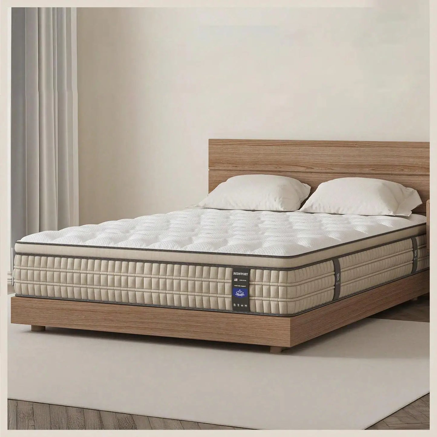 12 Inch Full/King Queen Hybrid Gel Memory Foam Mattress with Breathable Fabric