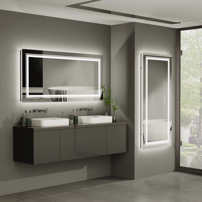 48"X24" LED Bathroom Mirror with Lights, Anti-Fog, Dimmable, Backlit + Front Lit,