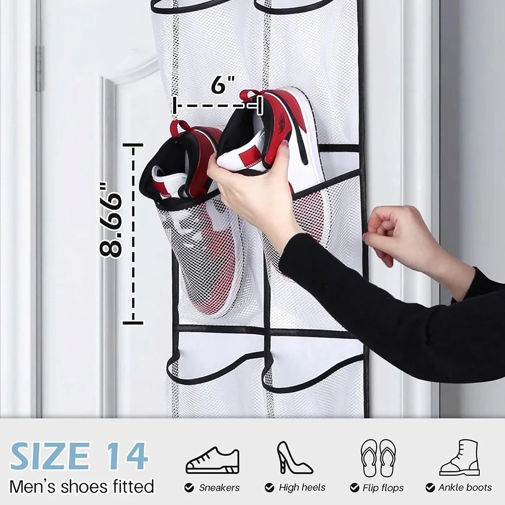 12 Pockets Over the Door Shoe Organizer