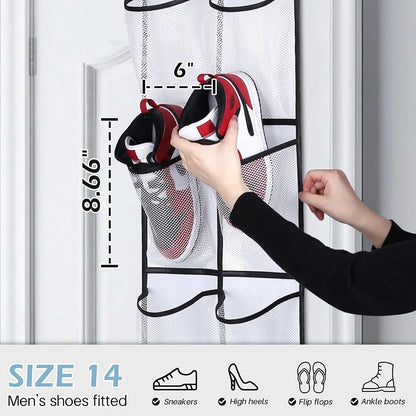12 Pockets Over the Door Shoe Organizer