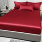1 Simple Modern Satin Solid Color Fitted Sheet Ice Silk Bedspread
