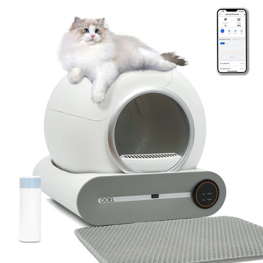 Self Cleaning Cat Litter Box w/ Trash Bag & Litter Mat