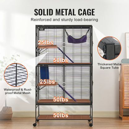 64.6" Rolling Metal Ferret Cage 4-Tier