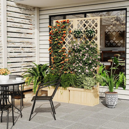 41"x10"x65" Freestanding Privacy Fence with Planter Box & Trellis