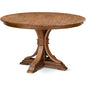Round Acacia Wood Dining Table, Antique Walnut Finish
