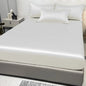 1 Simple Modern Satin Solid Color Fitted Sheet Ice Silk Bedspread