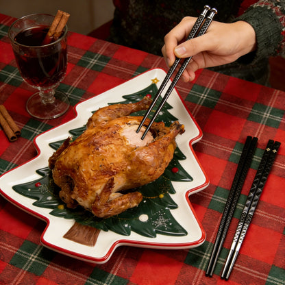 5-Pair Set Black Alloy Chopsticks Durable & Dishwasher Safe