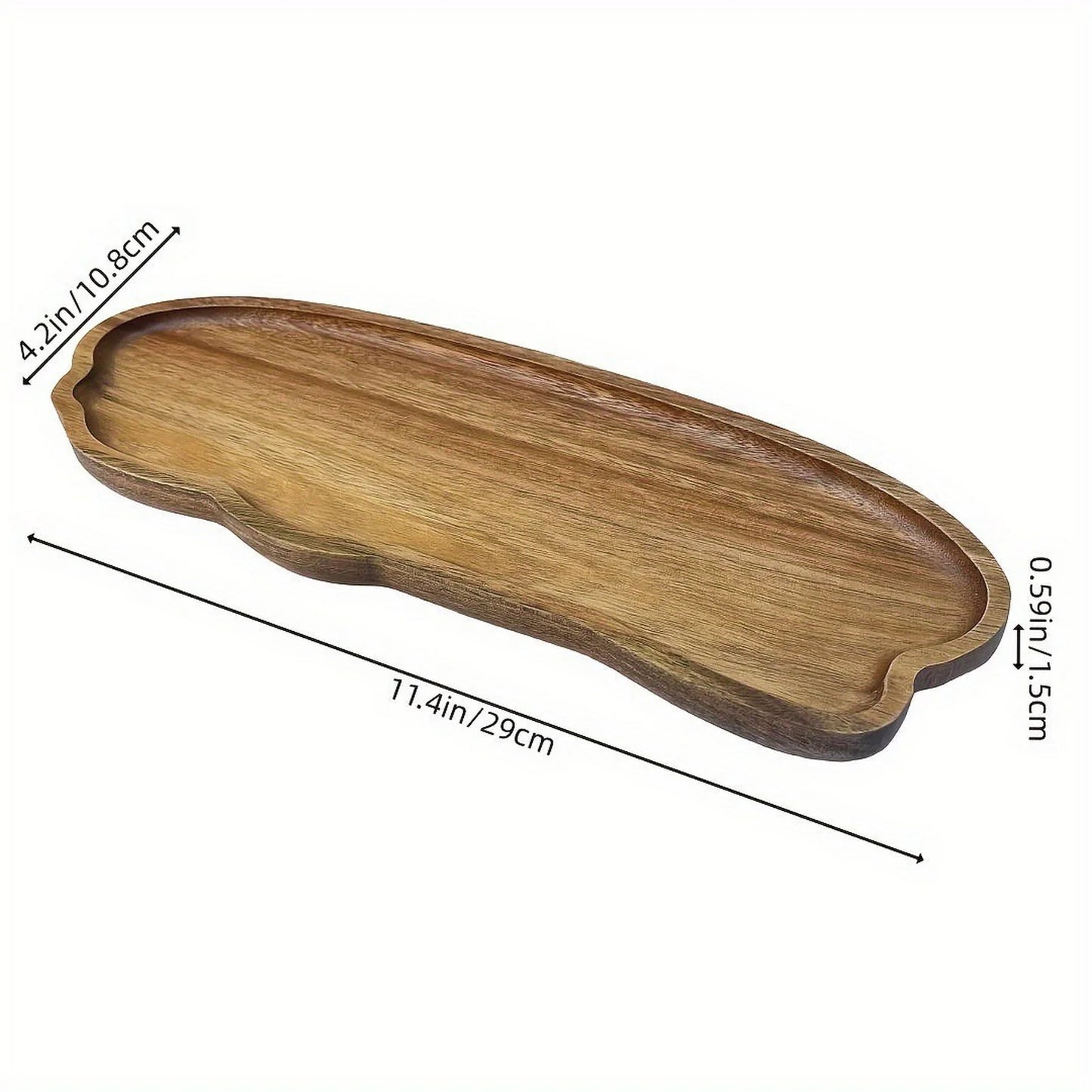 Japanese Style Acacia Wood Tray Rectangular Serving Plate Heat Resistant