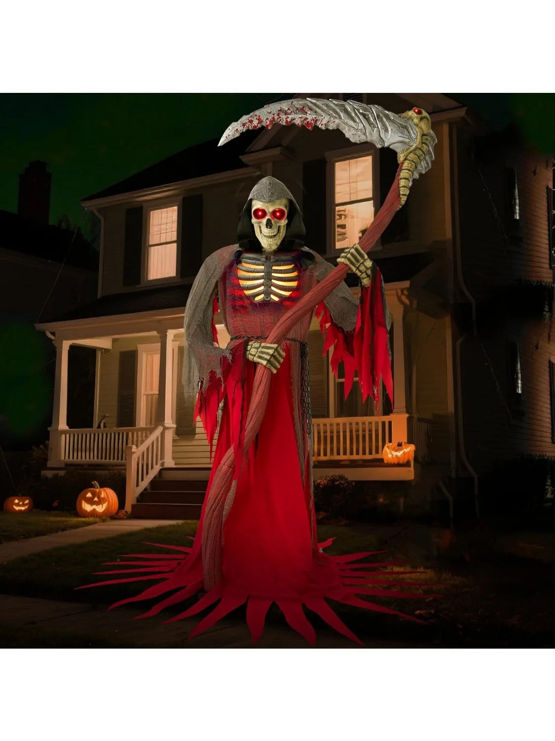 7Ft Halloween Animatronics Grim Reaper Decor Outdoor