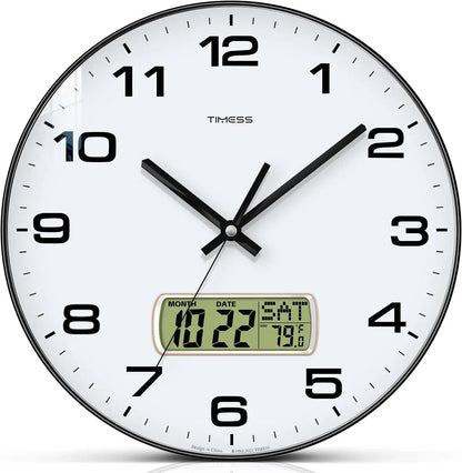 TIMESS Calendar Wall Clock,3 Sizes 4 Colors