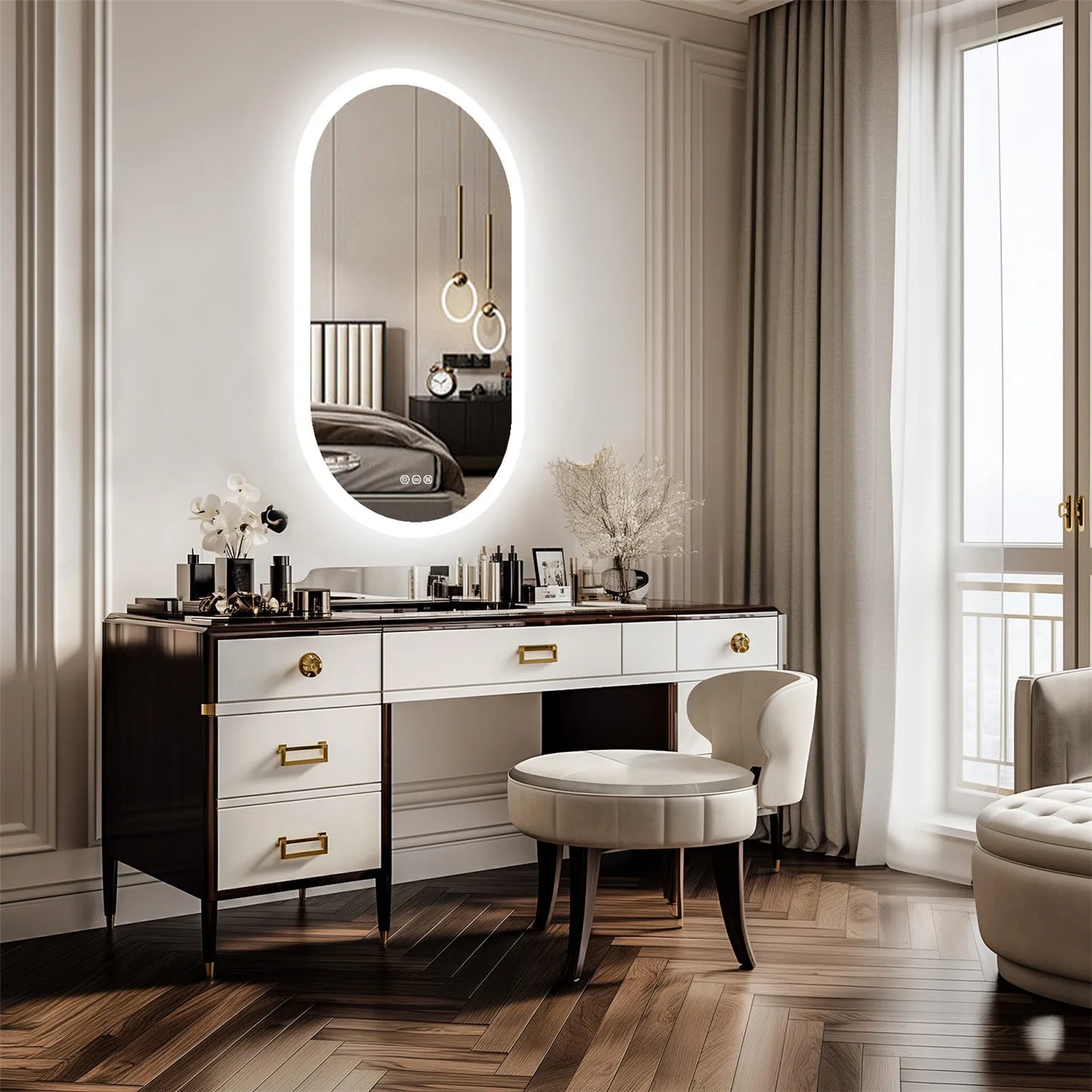 Backlit Smart LED Bathroom Mirror: Oval Dimmable 3 Colors Anti-Fog