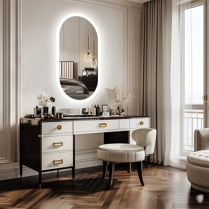 Backlit Smart LED Bathroom Mirror: Oval Dimmable 3 Colors Anti-Fog