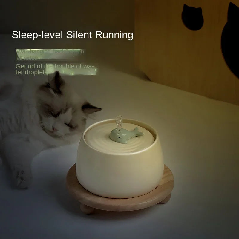 Ceramic Automatic Circulating Filtered Water Dispenser for Cats