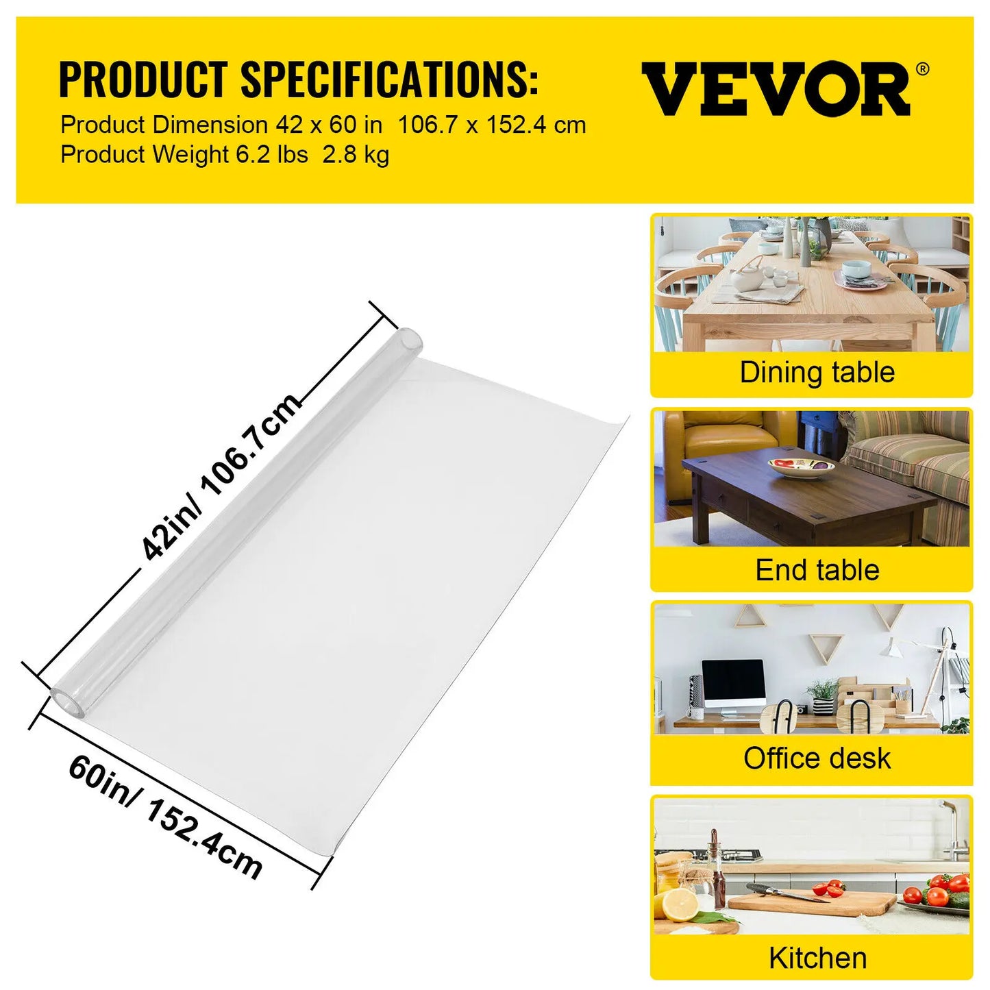 1.5mm2mm PVC Table Cloth Clear Protector