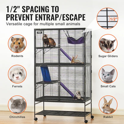 64.6" Rolling Metal Ferret Cage 4-Tier