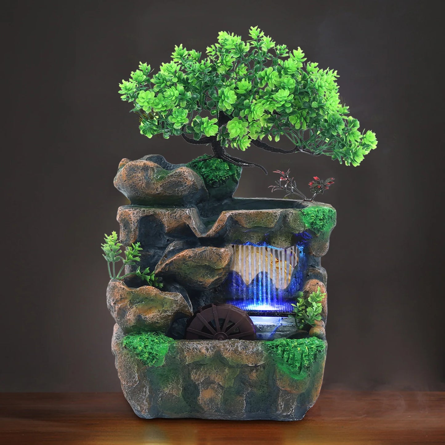 Indoor Room Fountain Waterfall with Color Changing LED Lighting