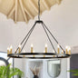16-Light Wagon Wheel Chandelier Round Matte 43 inch Modern Rustic Farmhouse Pendant Light Large Chandeliers for Living Room