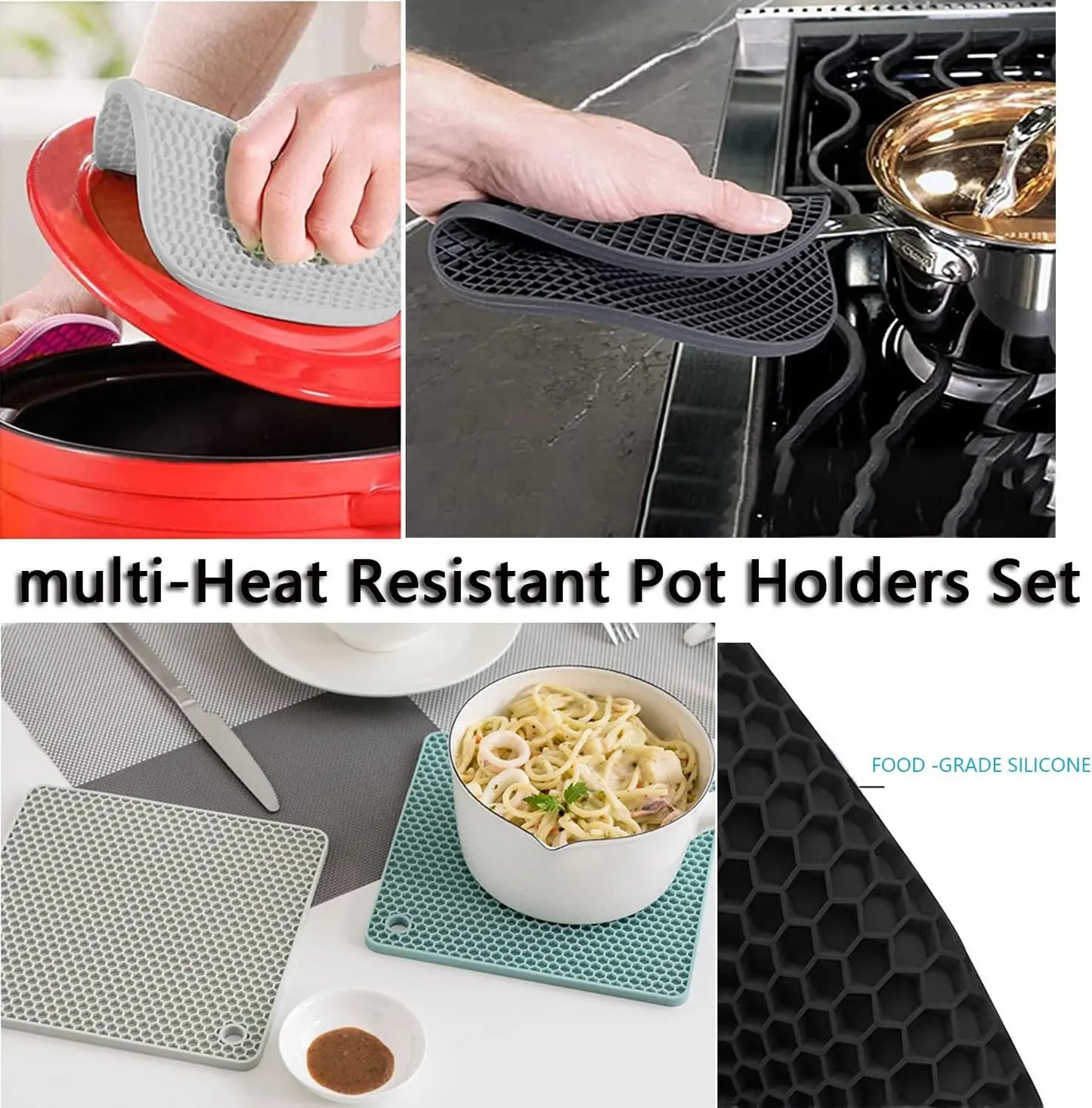 3 Pack Heat Resistant Silicone Trivet Mats