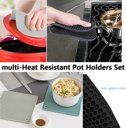 3 Pack Heat Resistant Silicone Trivet Mats