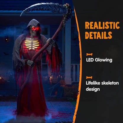 7Ft Halloween Animatronics Grim Reaper Decor Outdoor