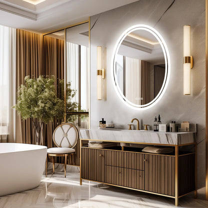 LED Bathroom Mirror Backlit Round Vanity Mirror Anti-Fog Dimmable Makeup Mirror