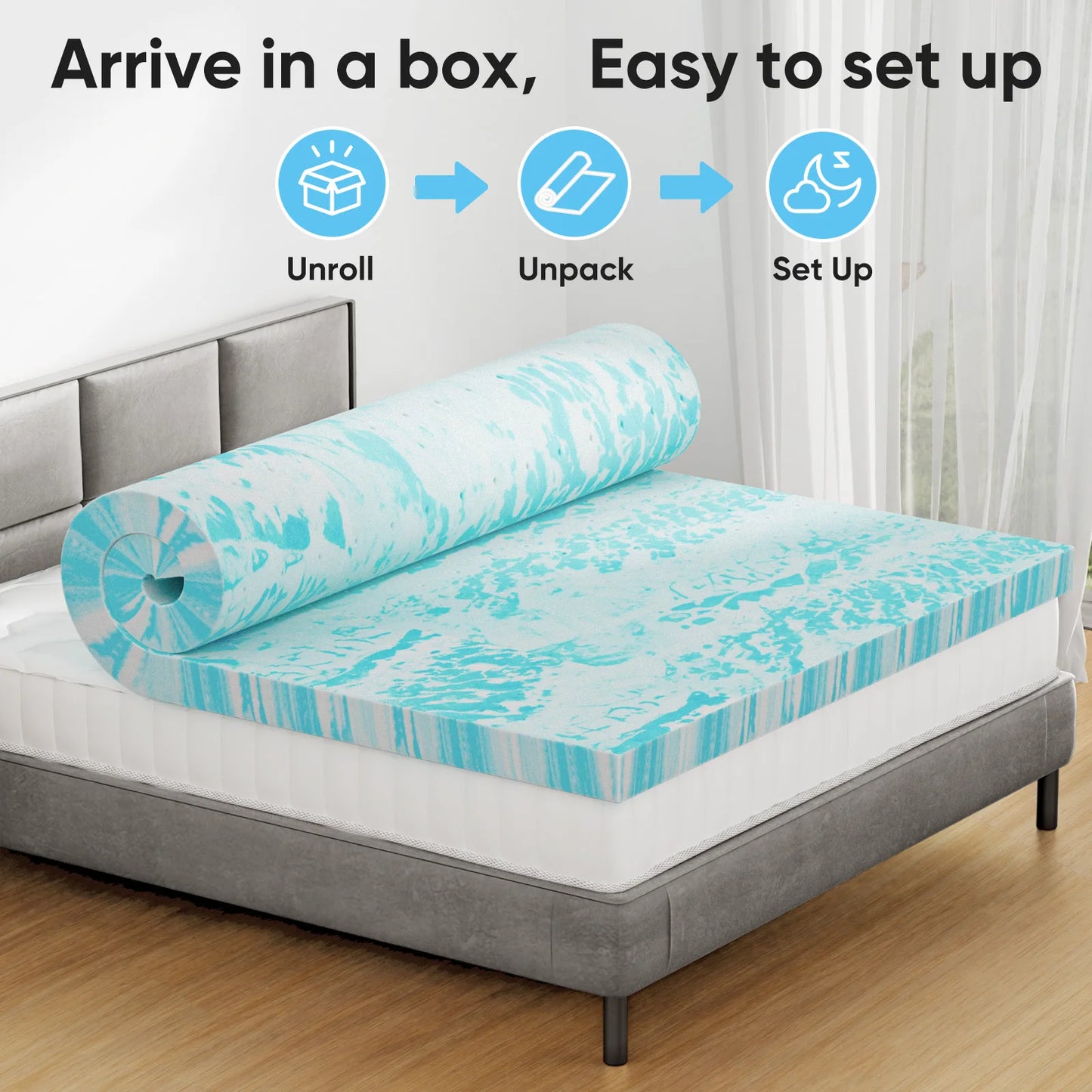 2-4 Inch Gel Memory Foam California King Mattress Topper
