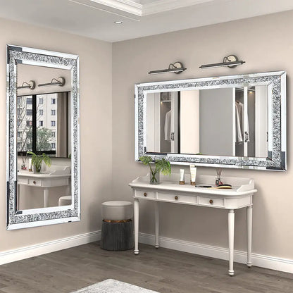 Large Silver Sparkly Crystal Rhinestone Mirrors