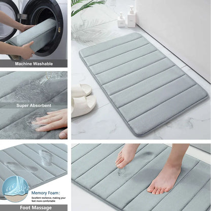 Super Absorbent Bath Mat Memory Foam Carpet Non-slip