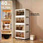 4/5-Tier Heavy-Duty Plastic Foldable & Stackable Wheeled Shelving Unit