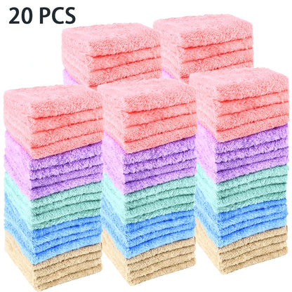 20pcs Soft Absorbent Solid Color Washcloths