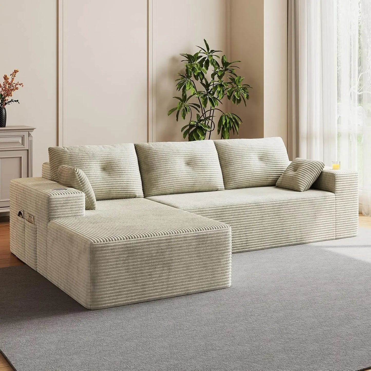 109" Boneless Couches for Living Room Modular Sectional Sofa with Oversized Chaise, L-Shape Cloud Couch with Deep, Customized