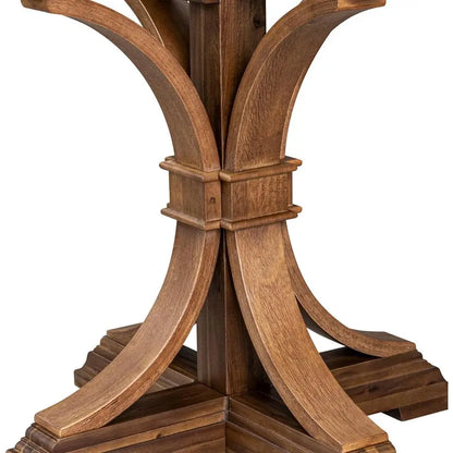 Round Acacia Wood Dining Table, Antique Walnut Finish