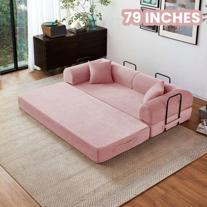 79'' Boneless Couch Foldable Convertible Futon Sleeper Sofa Bed