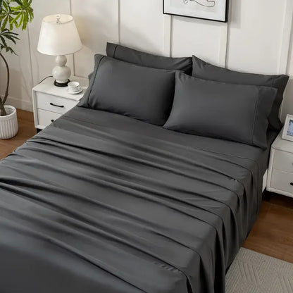 4pcs/6pcs Bamboo Cooling Queen Size Sheet Set