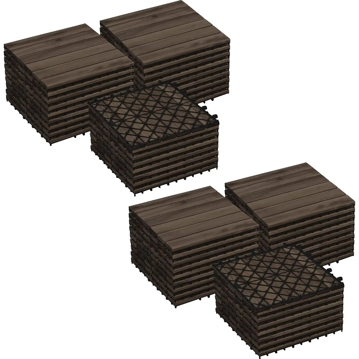 54PCS Acacia Wood Interlocking Flooring Tiles