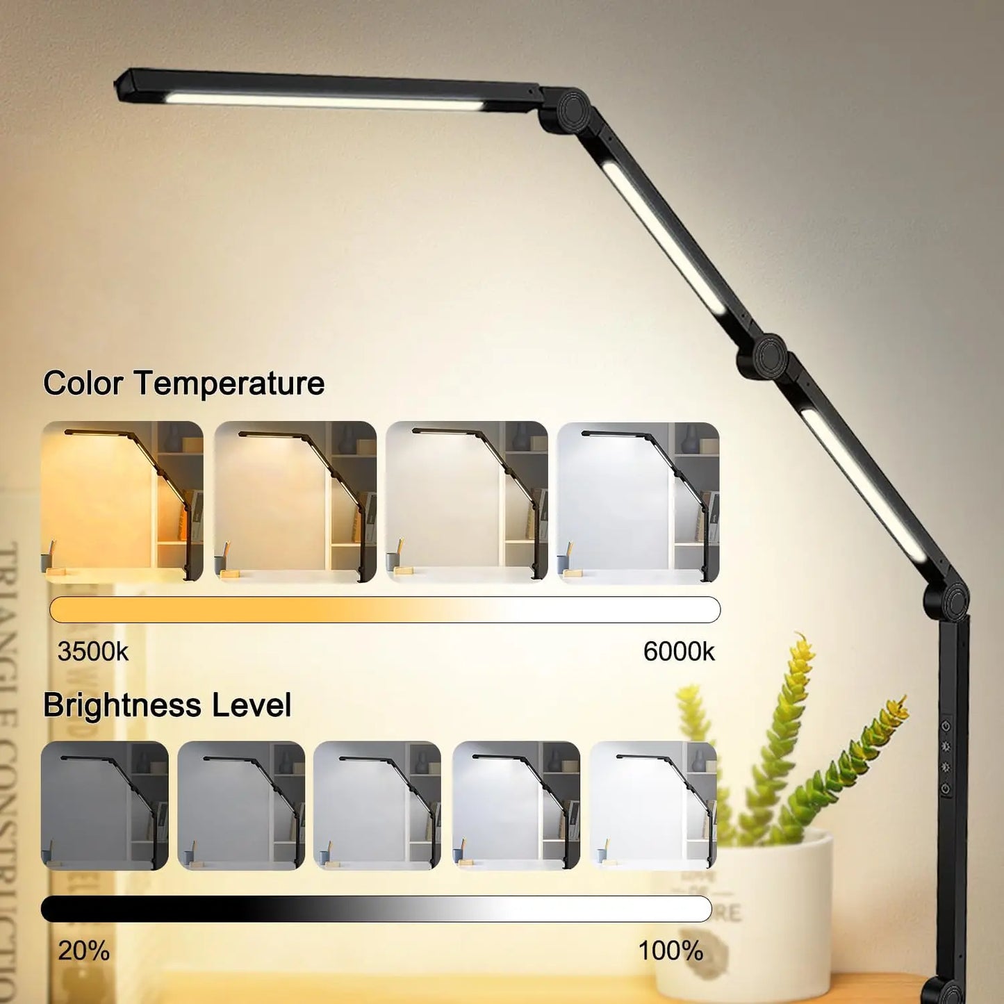 LED Desk Lamp with Clamp Flexible 4 part arm