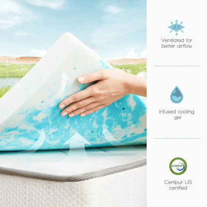 4 Inch Gel Memory Foam Mattress Topper Full Size Cooling Mattress School Bedroom