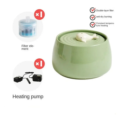 Ceramic Automatic Circulating Filtered Water Dispenser for Cats