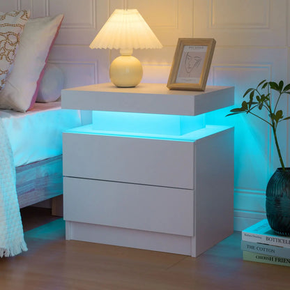 LED Nightstands or End Table with 2 Drawers,